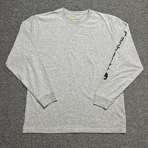 Carhartt Gray Long Sleeve Logo Tee Shirt Size M